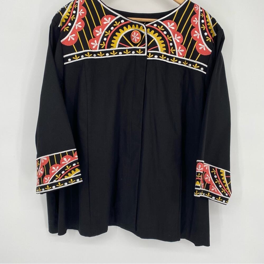 Bob Mackie Suzani‎ Embroidered Swing Jacket Mexican Inspired Mature 3X